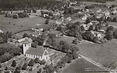 Lysjö Sexdrega kyrka flygfoto