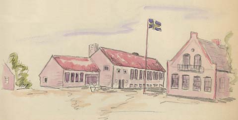 Månstorp Västra Ingelstad folkskola akvarell