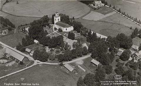 Tysslinge Vintrosa kyrka flygfoto
