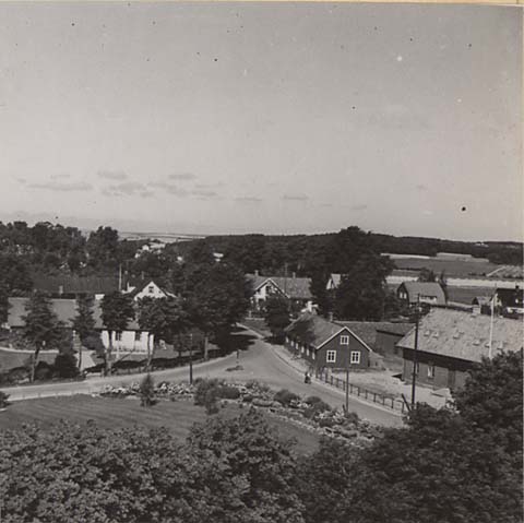 Veinge kyrktorn panorama utsikt kommunalhus Alsingska skolan